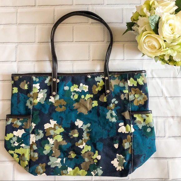 Merona Handbags - Merona Large Canvas Floral Tote Bag
